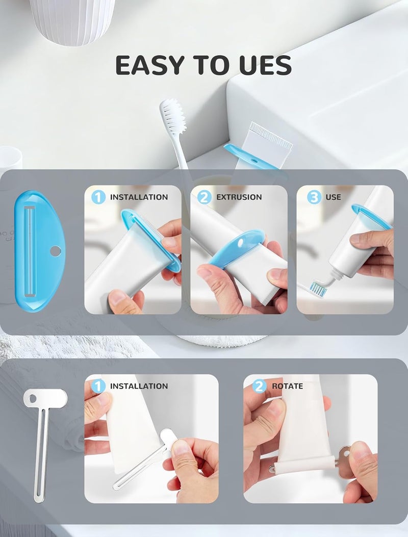 EVOULTES 6 PCS Toothpaste Squeezer, 2 Metal Tube Roller Squeezer with 4 Plastic Toothpaste Dispenser Hanging Toothpaste Key, Tube Squeezer Tool for Bathroom, Suitable for Toothpaste, Cosmetics, Paints - Image 4